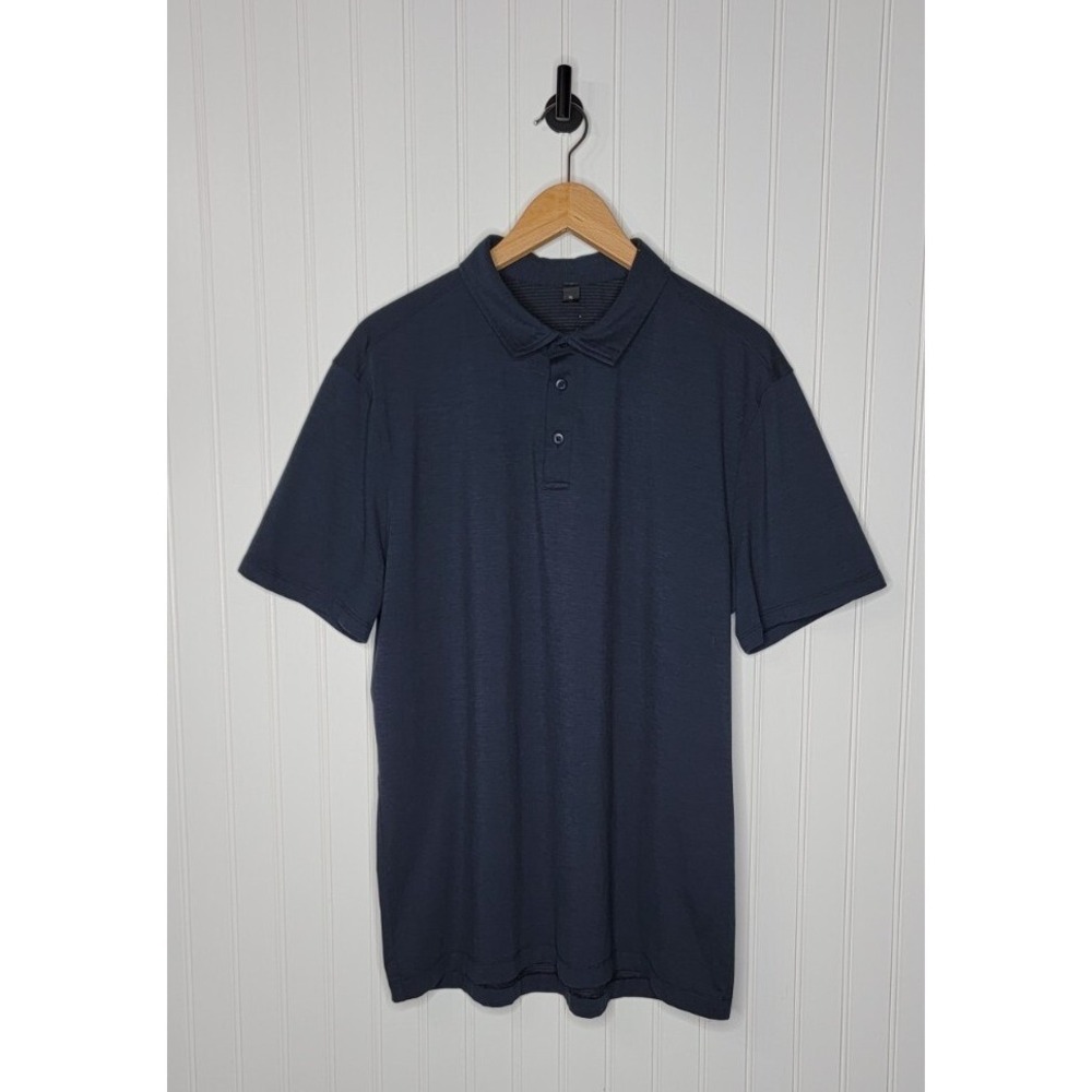 Lululemon Performance Polo Shirt Men's XL Short Sleeve Wicking Stretch Navy Blue